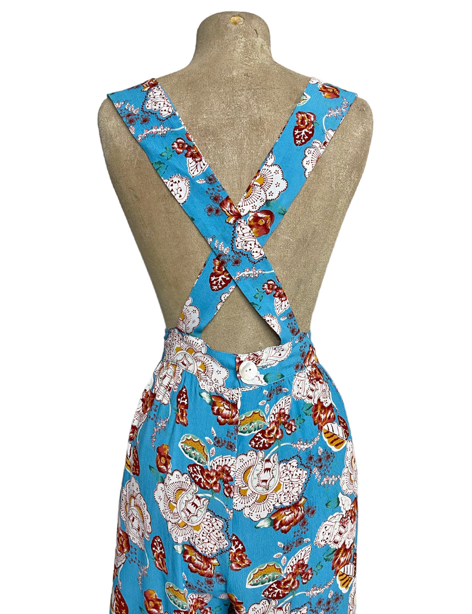 Blue Spanish Porcelain Retro Rosie Bib Overalls Loco Lindo