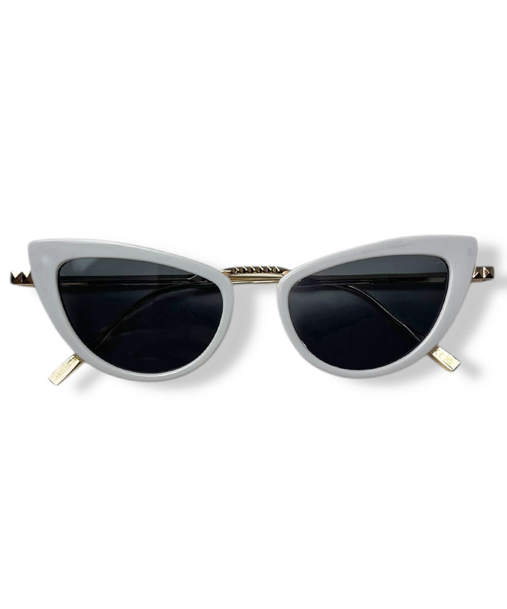 White & Metallic Classic 1950s Cat Eye Sunglasses – Loco Lindo display picture 1