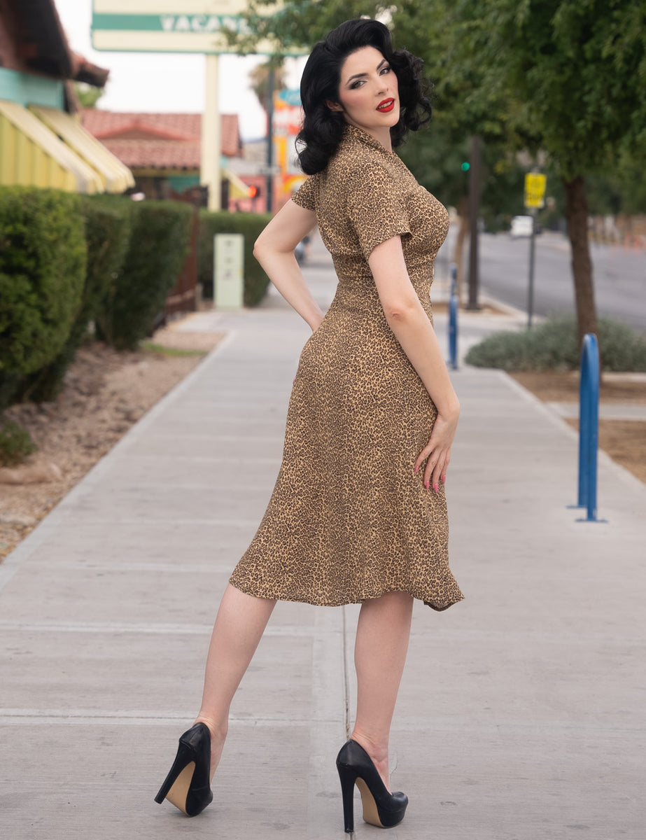 retro leopard print dress 70s Leopard Print Slip Dress | S