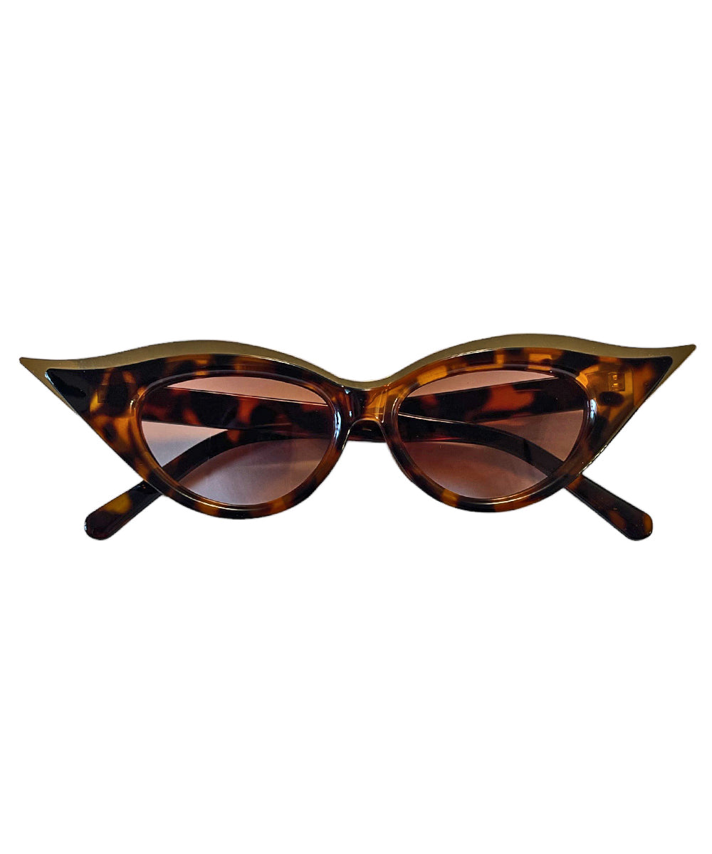Tortoise Brown & Gold Iconic Cat Eye Sunglasses – Loco Lindo display picture 3
