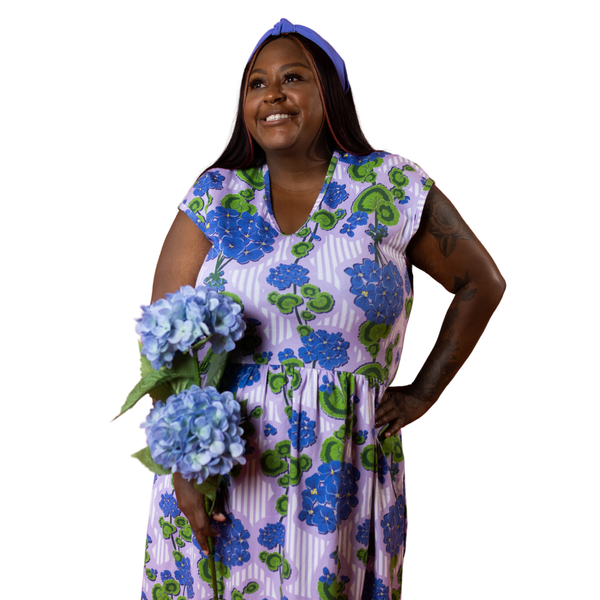 Modflower Wallpaper Knit Midi Dress in Lavender