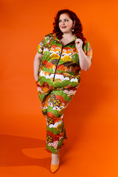 Jumpsuit in Earth-toned Meadow Print