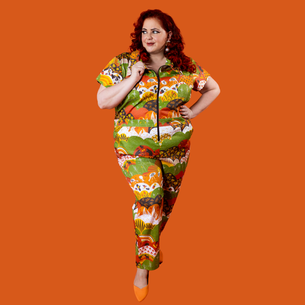 Jumpsuit in Earth-toned Meadow Print