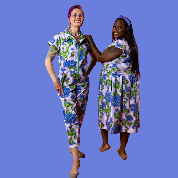 Modflower Wallpaper Knit Midi Dress in Lavender