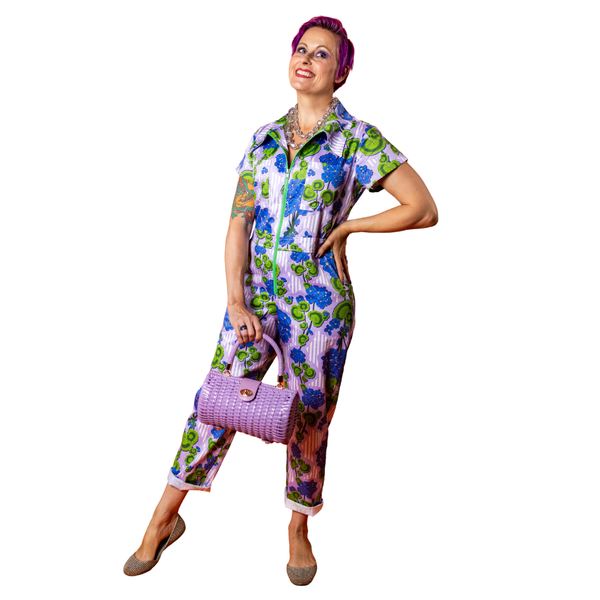 Modflower Wallpaper Jumpsuit in Lavender