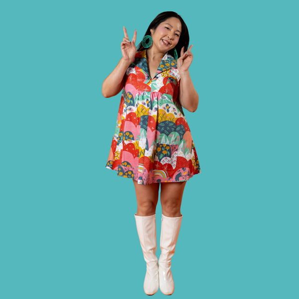 Glam Mini House Dress in Mint & Strawberry Meadow