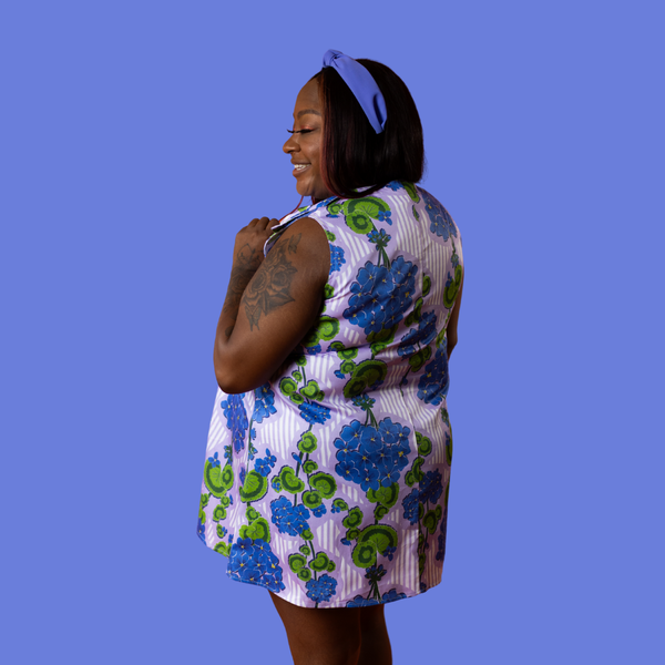 Modflower Wallpaper Glam Mini House Dress in Lavender