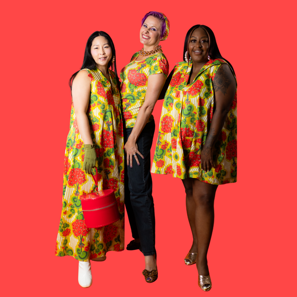 Modflower Wallpaper Glam Maxi House Dress in Sunshine