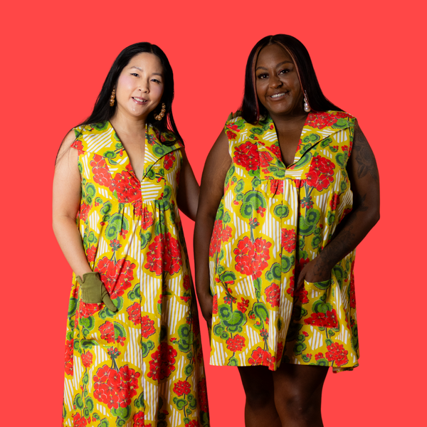 Modflower Wallpaper Glam Maxi House Dress in Sunshine