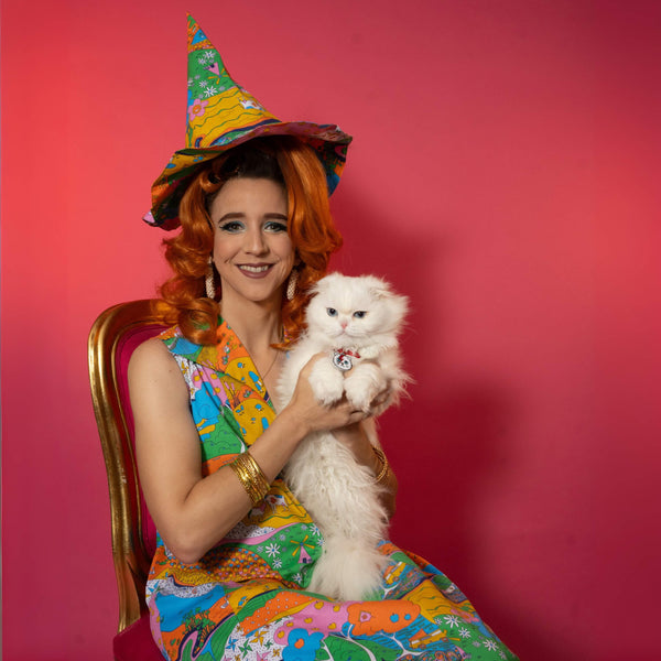 Glam Maxi House Dress in Rainbow Landscape