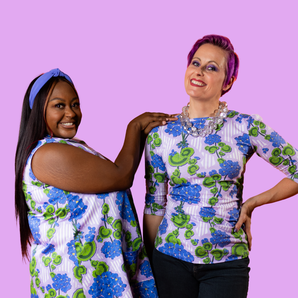 Modflower Wallpaper Glam Maxi House Dress in Lavender