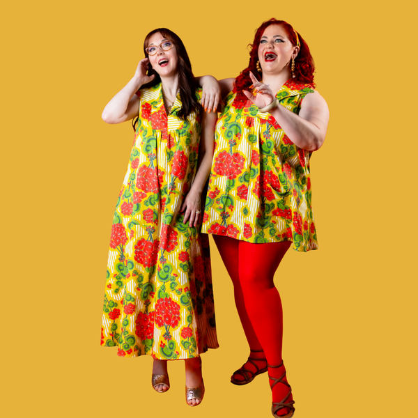Modflower Wallpaper Glam Maxi House Dress in Sunshine