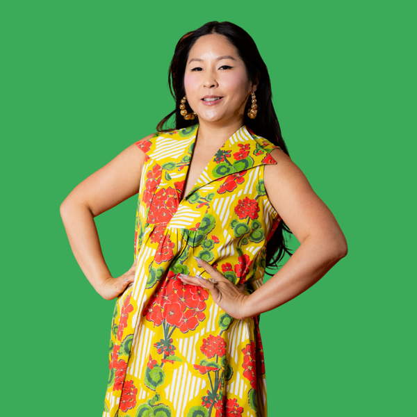 Modflower Wallpaper Glam Maxi House Dress in Sunshine