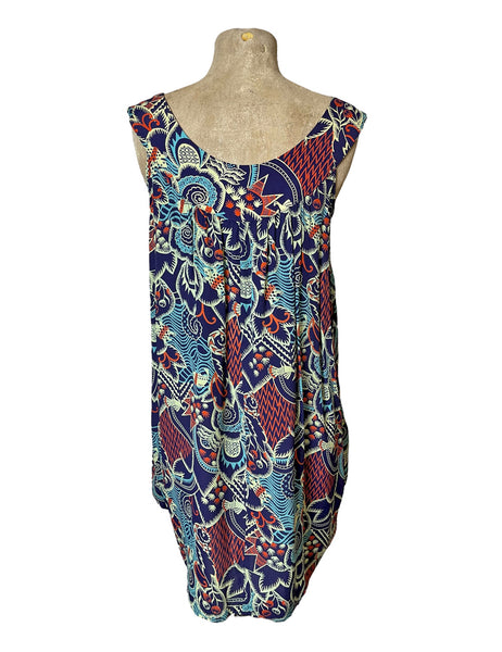 SAMPLE - Abstract Navy Boho Pocket Sundress - Size Small