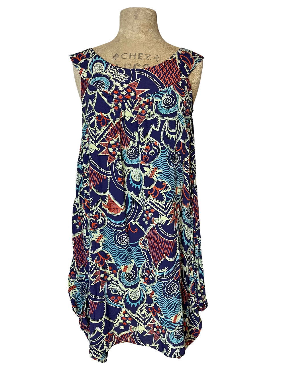 SAMPLE - Abstract Navy Boho Pocket Sundress - Size Small