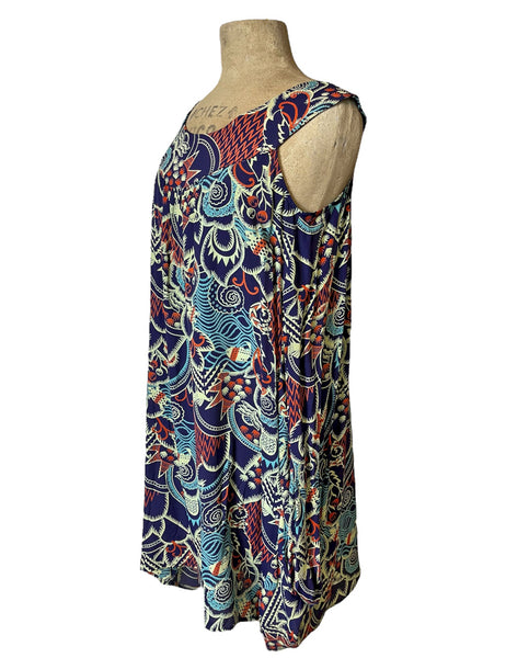 SAMPLE - Abstract Navy Boho Pocket Sundress - Size Small