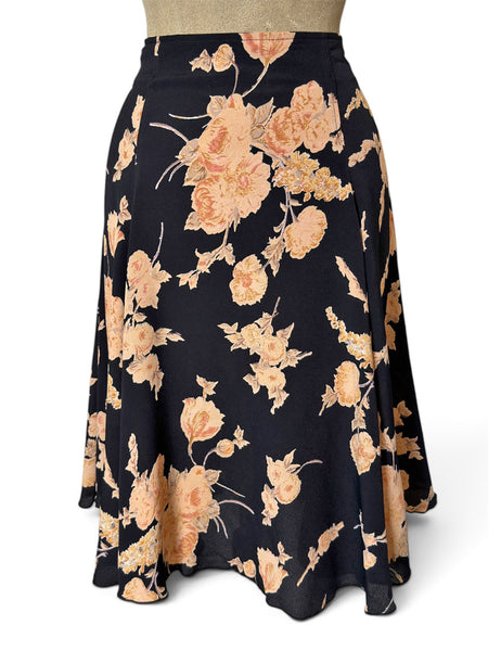 Black Antique Corsage Floral Venice Beach Swing Skirt