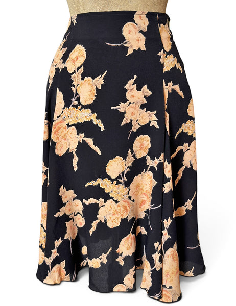 Black Antique Corsage Floral Venice Beach Swing Skirt