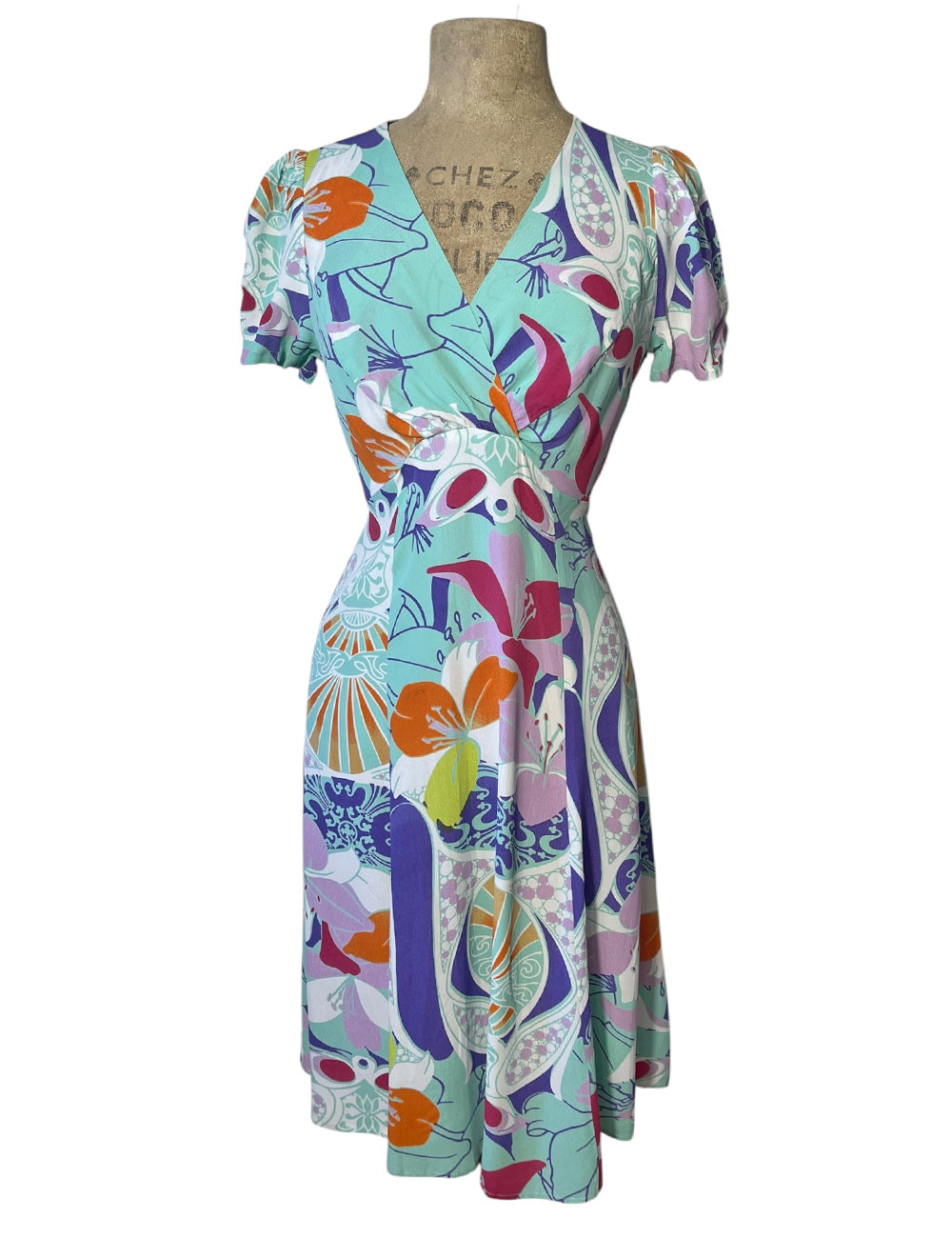 Aqua Abstract Artist Retro Rita Dress