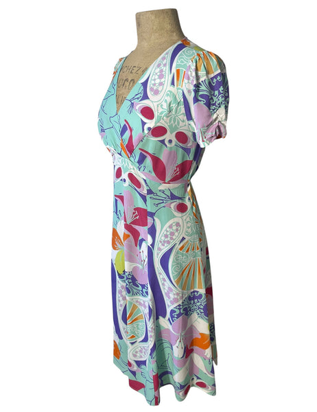 Aqua Abstract Artist Retro Rita Dress