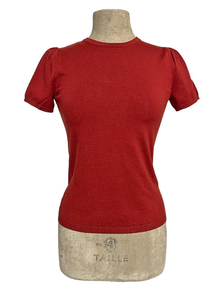 Rust Red Audrey Short Sleeve Knit Top
