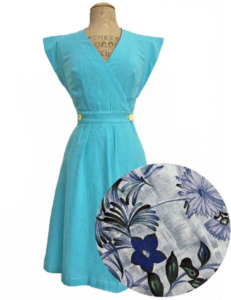 PREORDER - Scout 1940s Style Azure Isles Garden Wrap Dress