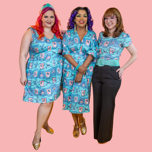 Brownstone Betties Tulip Sleeve Tee in Aqua & Peach