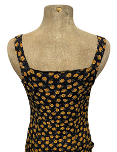 SAMPLE Black Dandelion Print Topanga Button Front Pocket Sundress - Size Small
