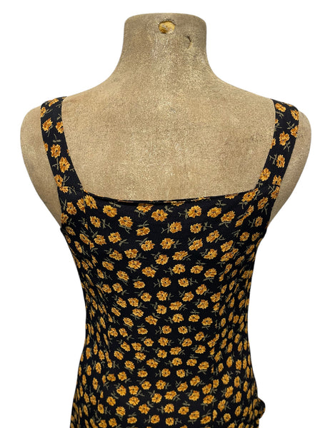 SAMPLE Black Dandelion Print Topanga Button Front Pocket Sundress - Size Small