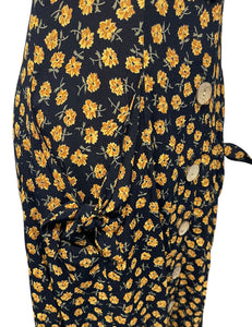 SAMPLE Black Dandelion Print Topanga Button Front Pocket Sundress - Size Small