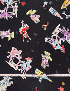 Black Dinner & Dancing Print Rayon Crepe Farbic - 1.25 yds