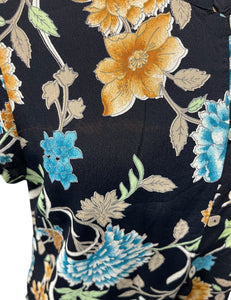 DAMAGE - Black Floral Tea Timer Top - Large