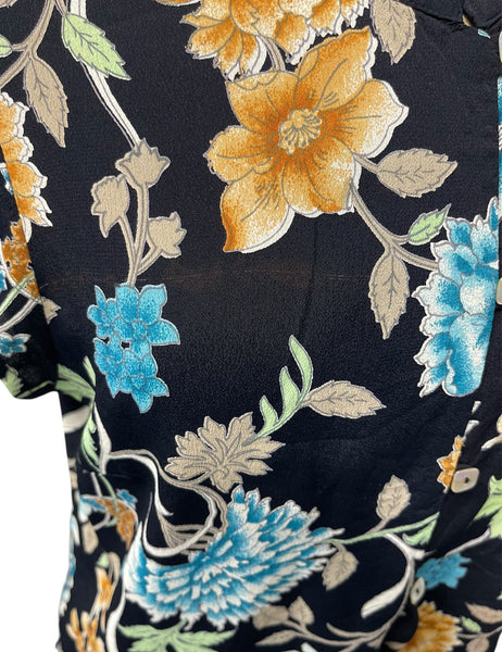 DAMAGE - Black Floral Tea Timer Top - Large