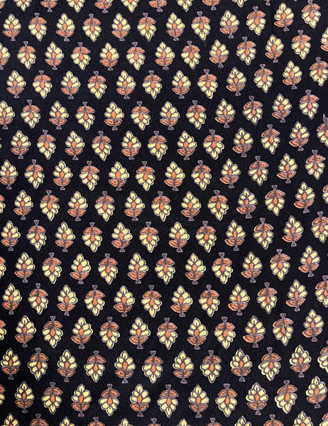 Black & Gold Baroque Rayon Crepe Fabric - 2 yds