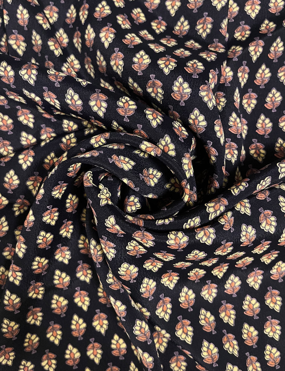 Black & Gold Baroque Rayon Crepe Fabric - 2 yds