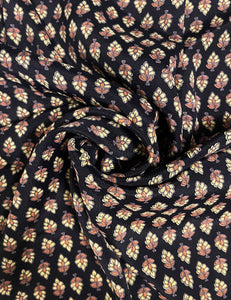 Black & Gold Baroque Rayon Crepe Fabric - 2 yds