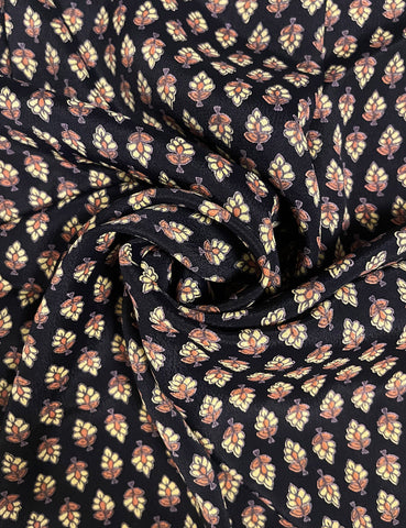 Black & Gold Baroque Rayon Crepe Fabric - 2 yds