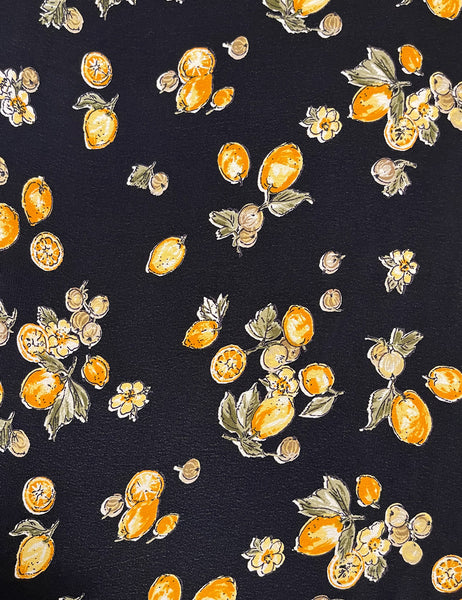 Black Lemons & Ivory Lemons Rayon Crepe Fabric Bundle
