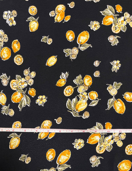 Black Lemons & Ivory Lemons Rayon Crepe Fabric Bundle
