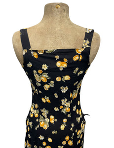 SAMPLE Black Lemon Print Topanga Button Front Pocket Sundress - Size Small