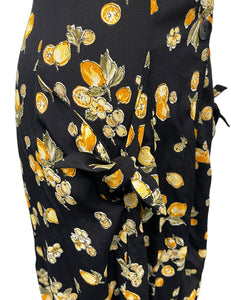 SAMPLE Black Lemon Print Topanga Button Front Pocket Sundress - Size Small