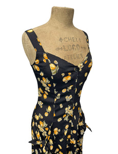 SAMPLE Black Lemon Print Topanga Button Front Pocket Sundress - Size Small