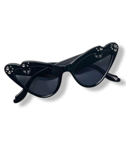 Black Rhinestoned Love Struck Cat Eye Sunglasses