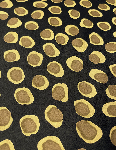 Black Olive Dot Rayon Crepe Fabric - 4 yds