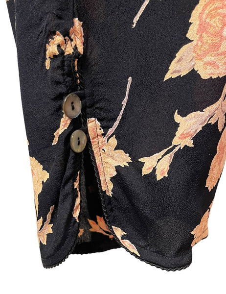 SAMPLE - Black Corsage Floral Capri Pants