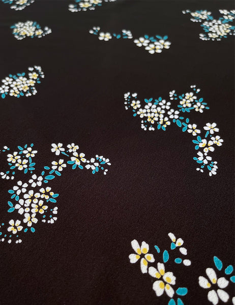 Black Pocket of Posey Print Rayon Crepe Fabric - 1 & 2/3 yds