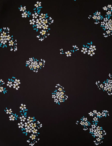 Black Pocket of Posey Print Rayon Crepe Fabric - 1 & 2/3 yds