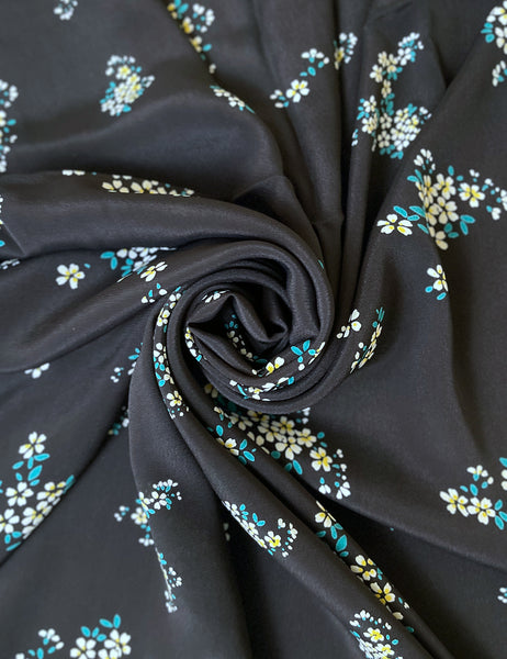 Black Pocket of Posey Print Rayon Crepe Fabric - 1 & 2/3 yds