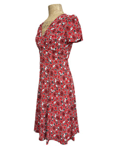 Red & Black Floral Frenzy Print Retro Rita Dress