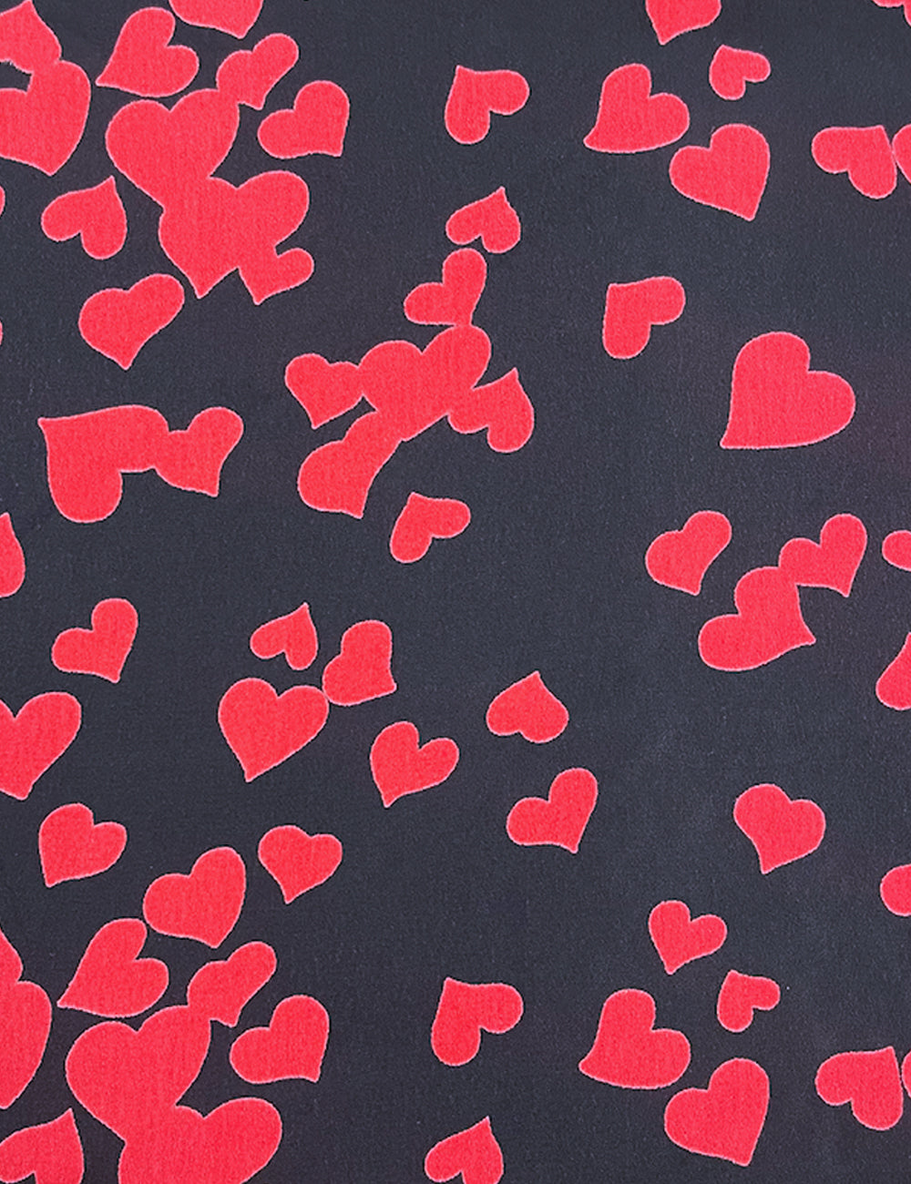Black & Red Hearts Rayon Crepe Fabric - 1.5 yds - DAMAGE